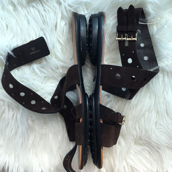 Tod’s Brown Suede “Forature” Cutout Sandals - Picture 3 of 10